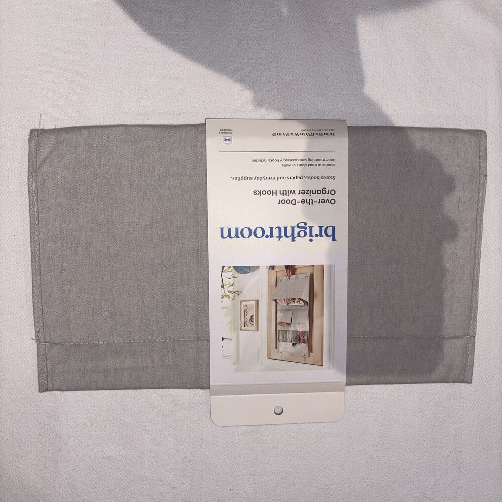 Brightroom Over-the-Door Organizer with Hooks - light grey - 36”x 17.75”x 4.5”